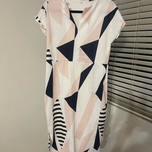 Geometric Patterned Dress in Pink and Black